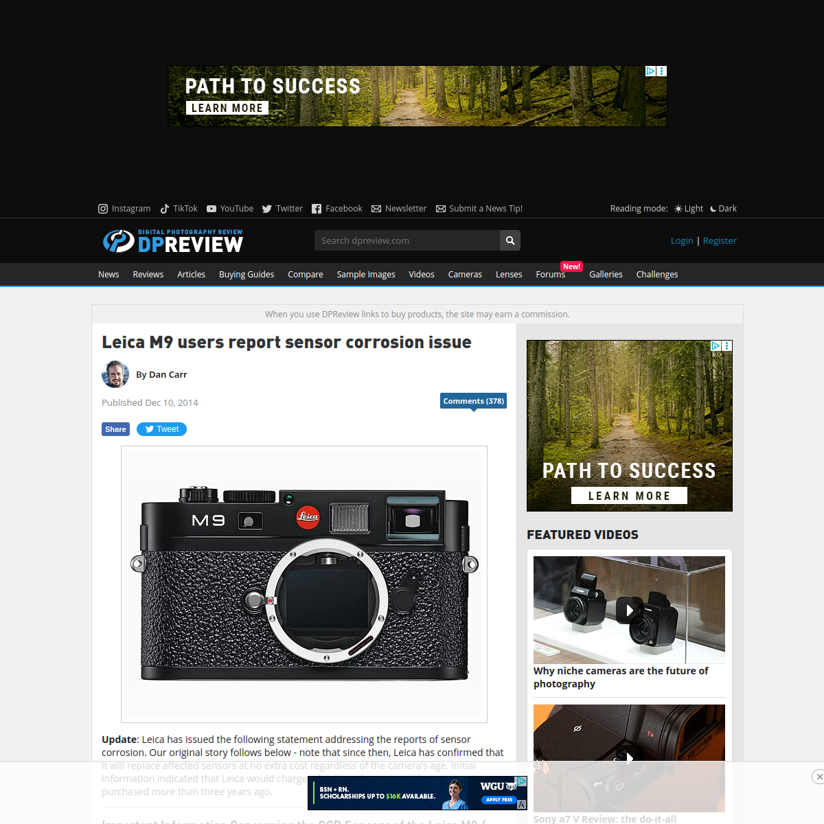 2014 DPReview: Leica M9 users report sensor corrosion issue